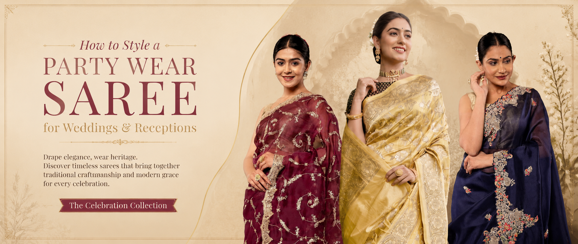 How to Style a Party Wear Saree for Weddings and Receptions