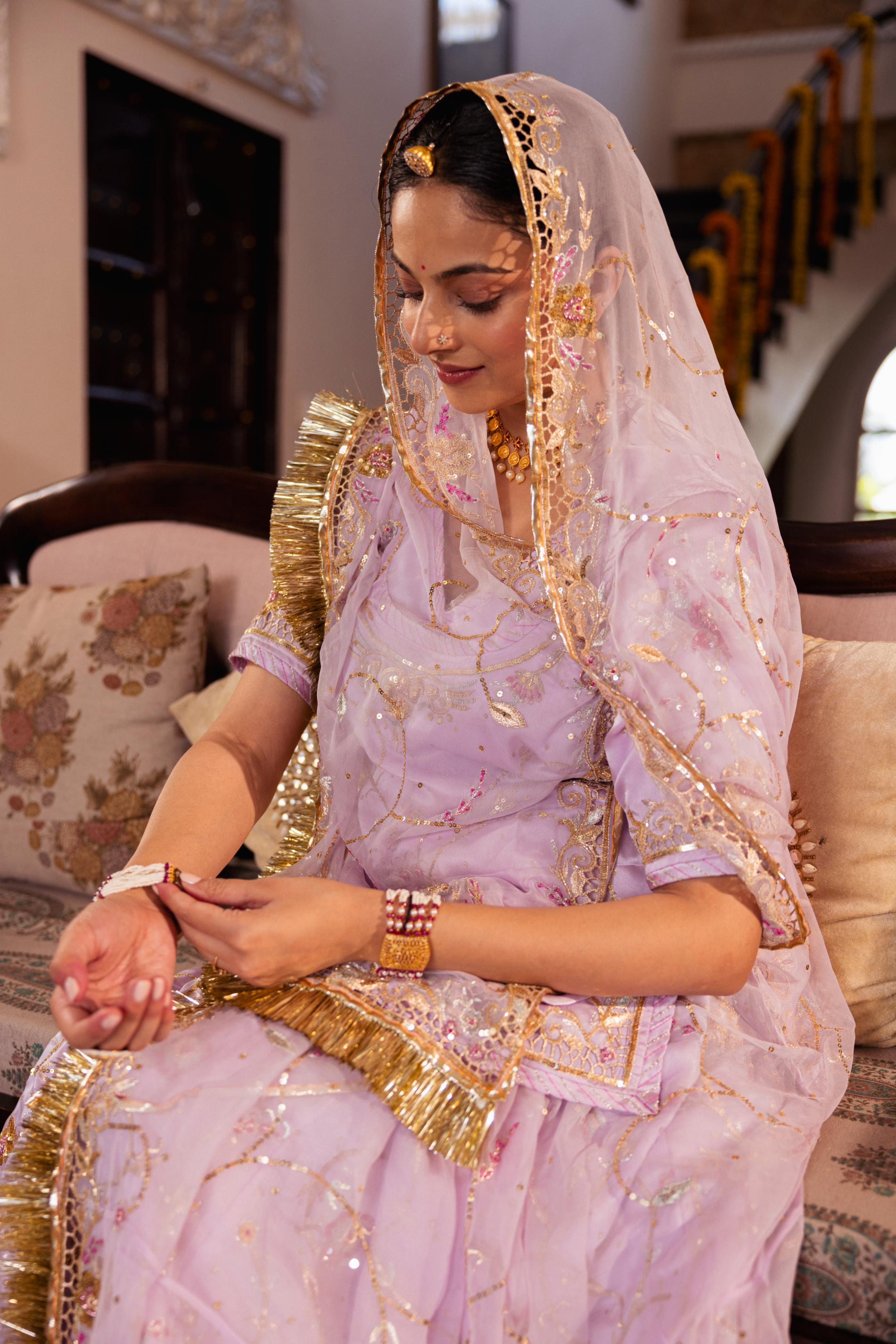 Pink Pure Satin Aari Tari Resham Cutwork Handwork Poshak (Unstitched)
