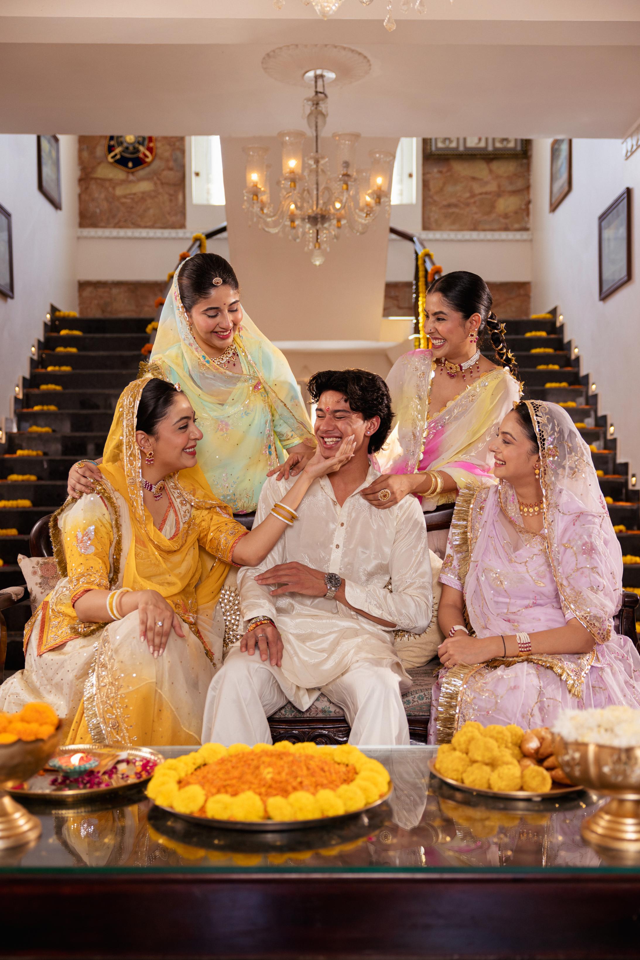 Yellow White Ombre Tissue Zardozi Handwork Poshak (Unstitched)
