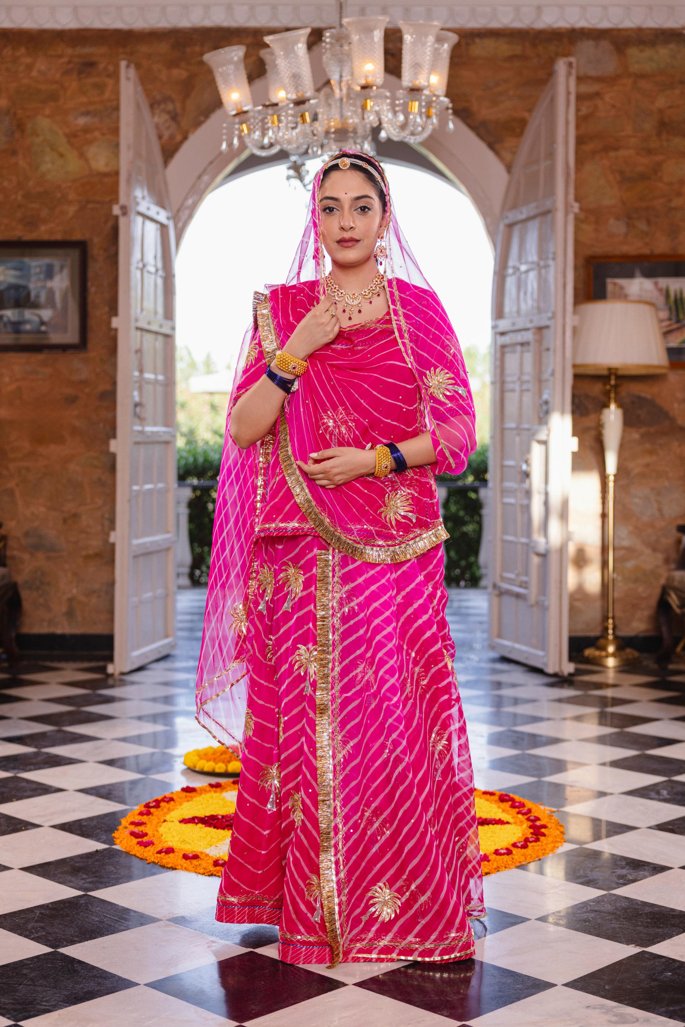 Rani 20 grms Pure Georgette Aari Tari Handwork Poshak (Unstitched)