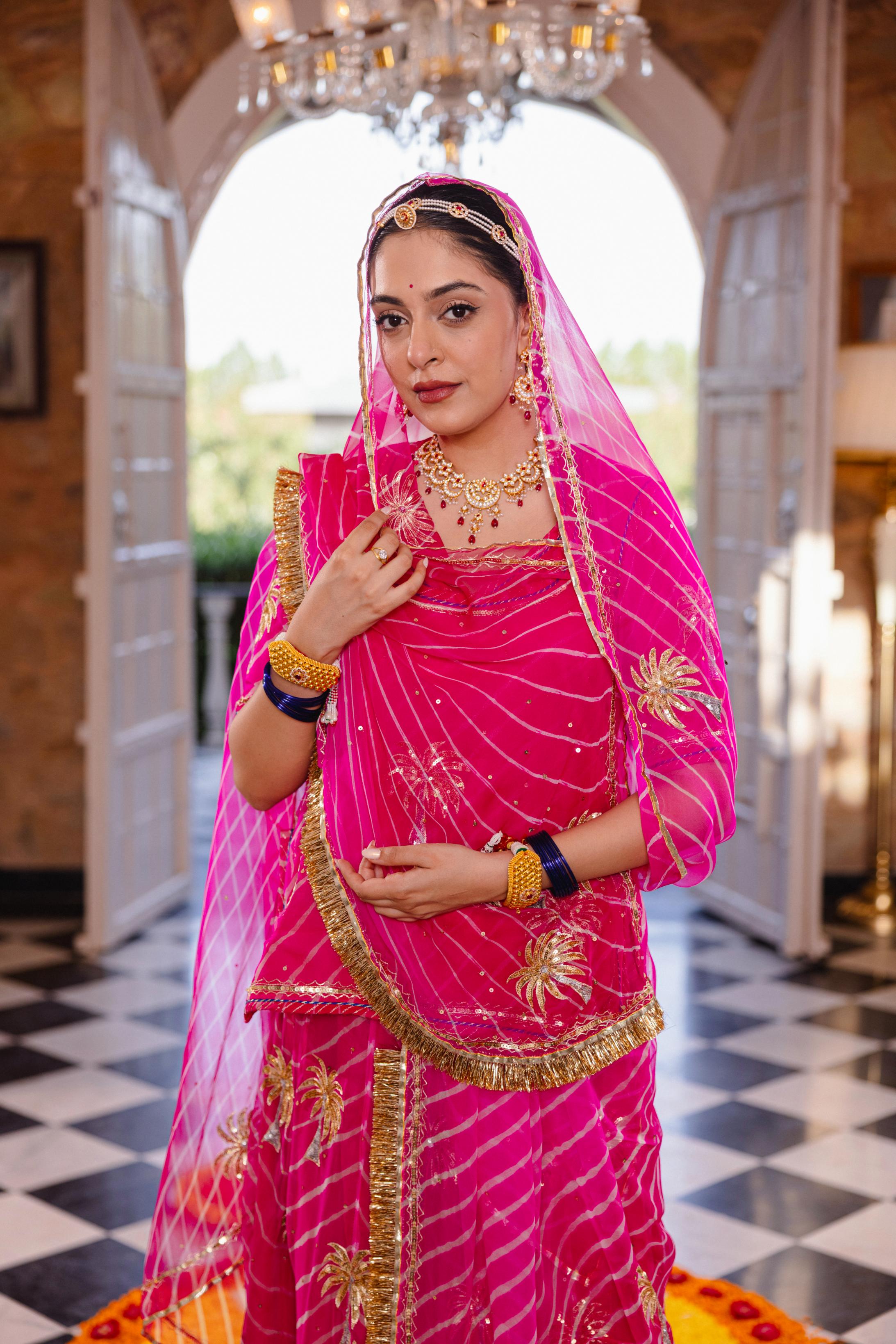 Rani 20 grms Pure Georgette Aari Tari Handwork Poshak (Unstitched)