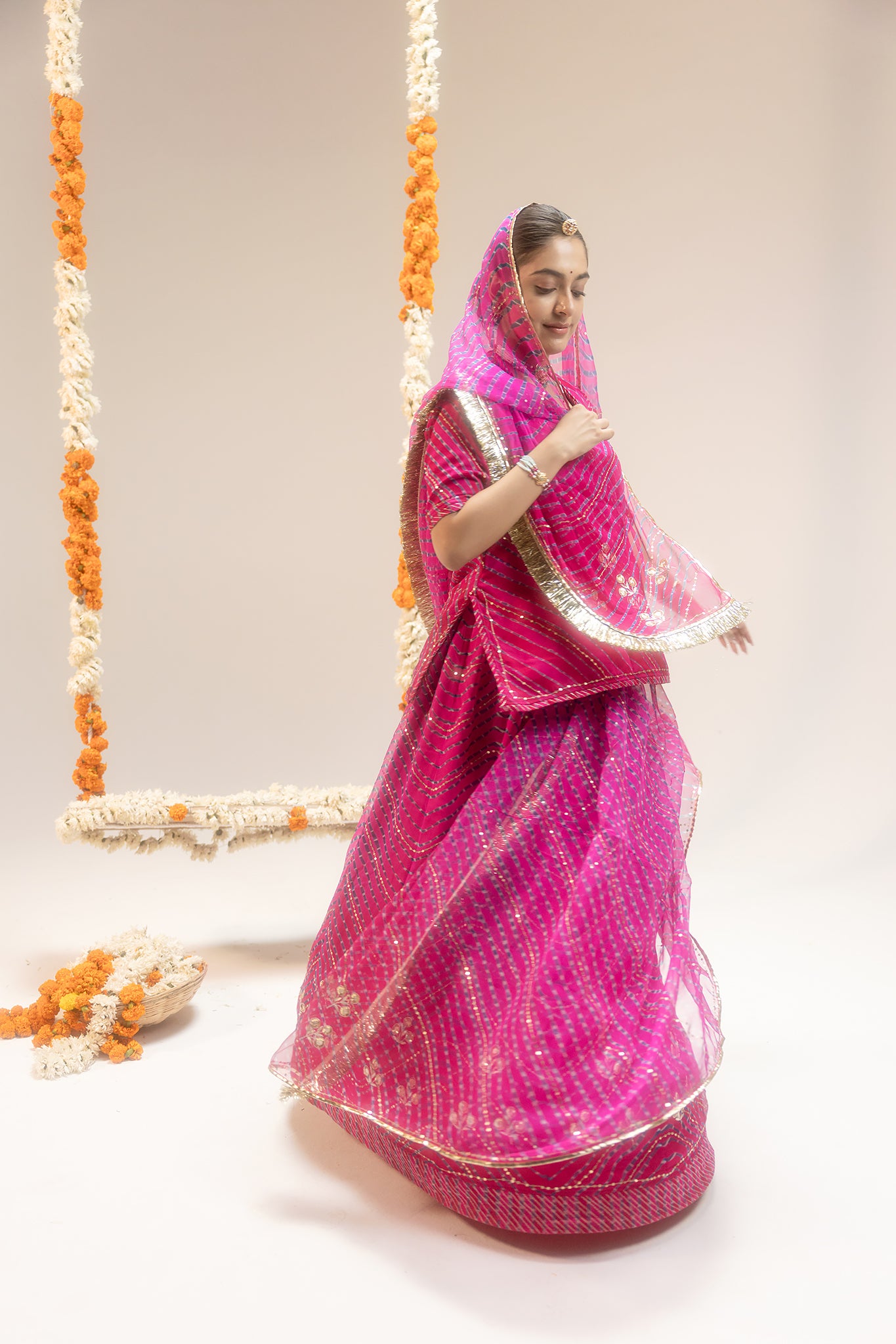 Pure Georgette 20 Gsm Rani Leheriya Mothda Aari Sequins Jaal Work Poshak