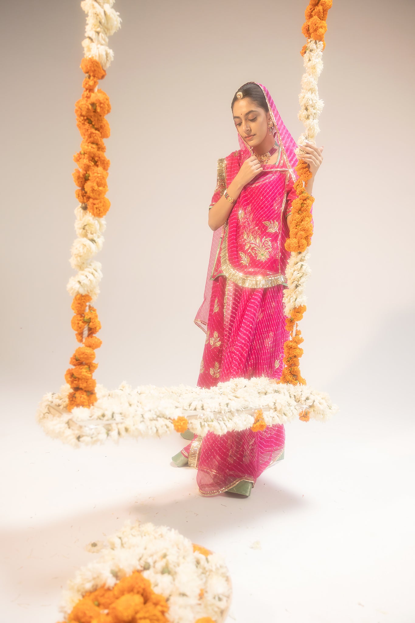 Pure Georgette 20 Gsm Rani Leheriya Mothda Aari Sequins Kardana Motifs Work Poshak