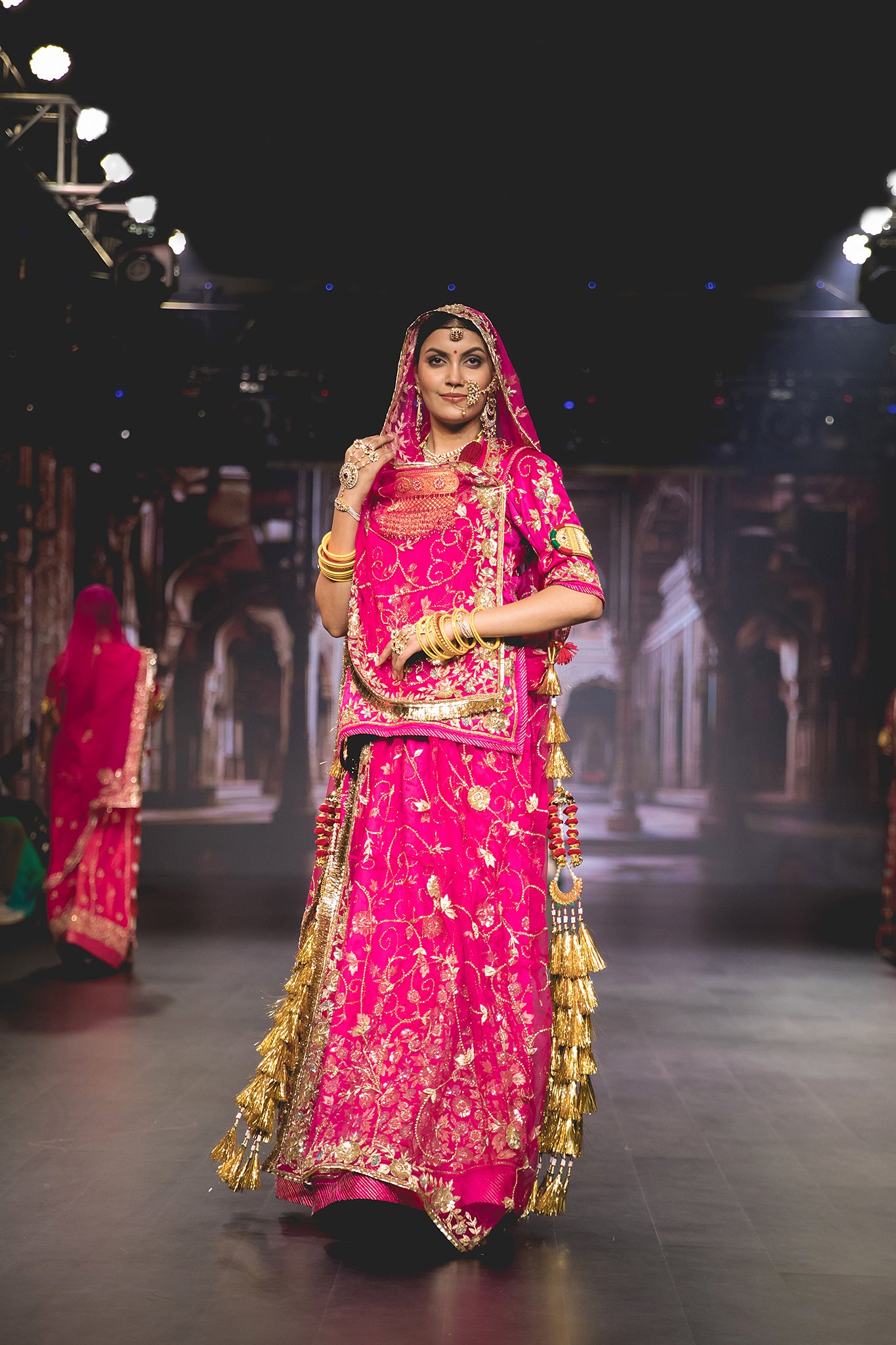 Rani Pure Satin Aari Salma Sequins Heavy work Handwork Poshak with Pure Odhana (unstitched)