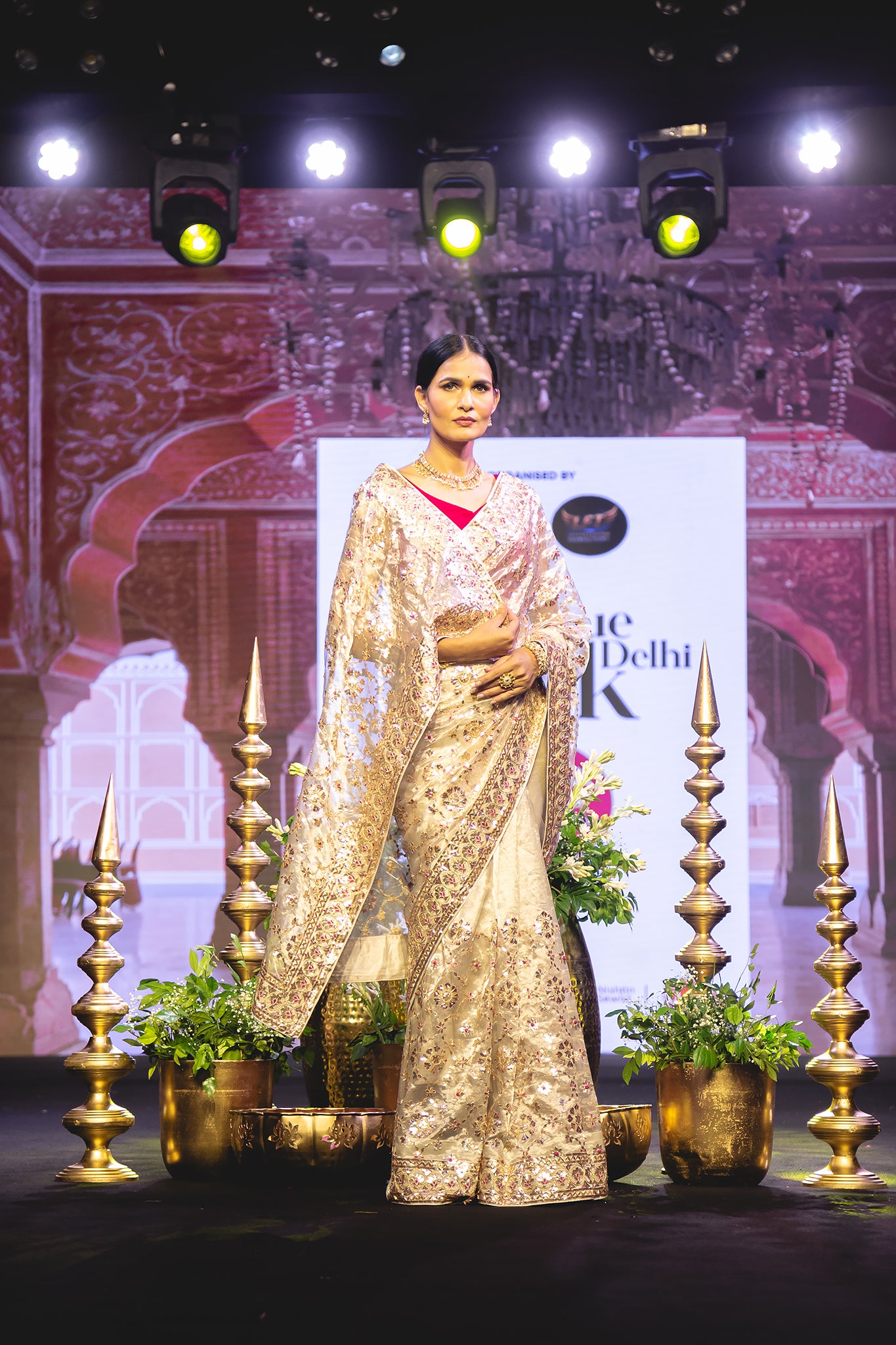 Silver Tissue Copper Gota Patti Handwork Saree with Rani detailing