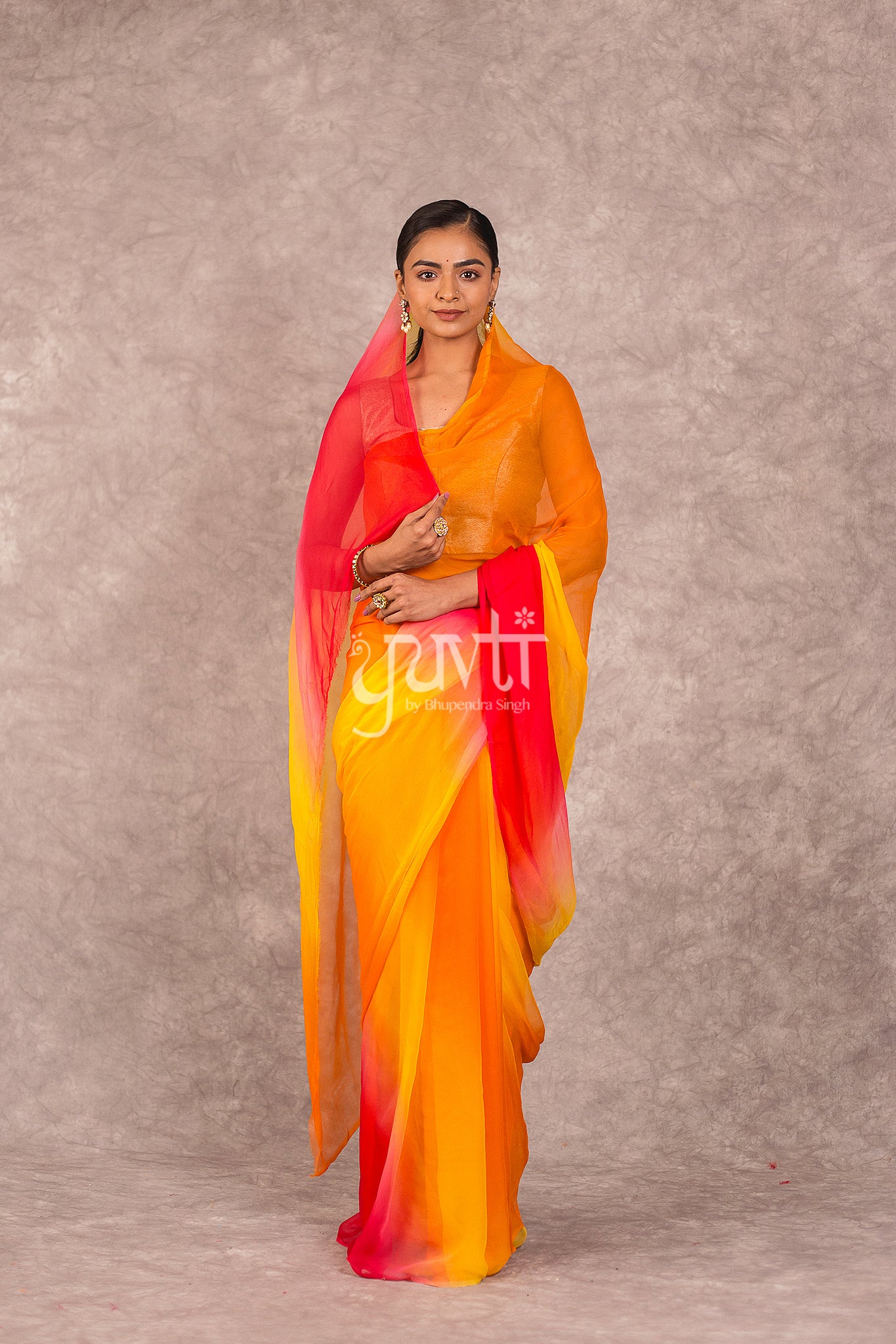 Multi Colour Viscose Chiffon Shaded Saree