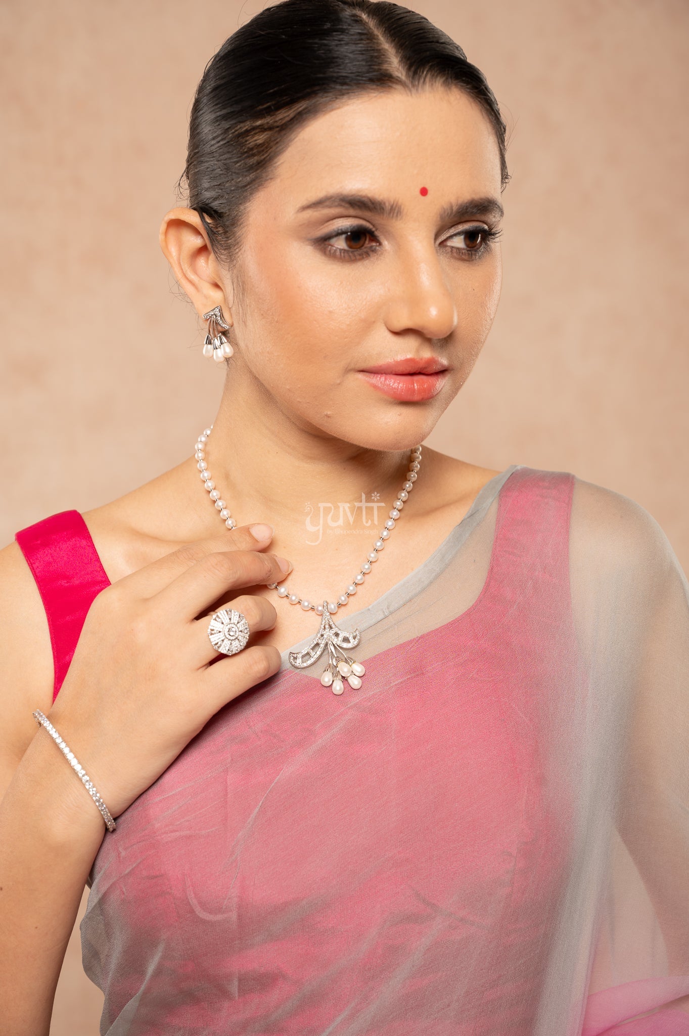 Grey Rani Pure Georgette Multicolour Hand-Dye Saree with Blouse