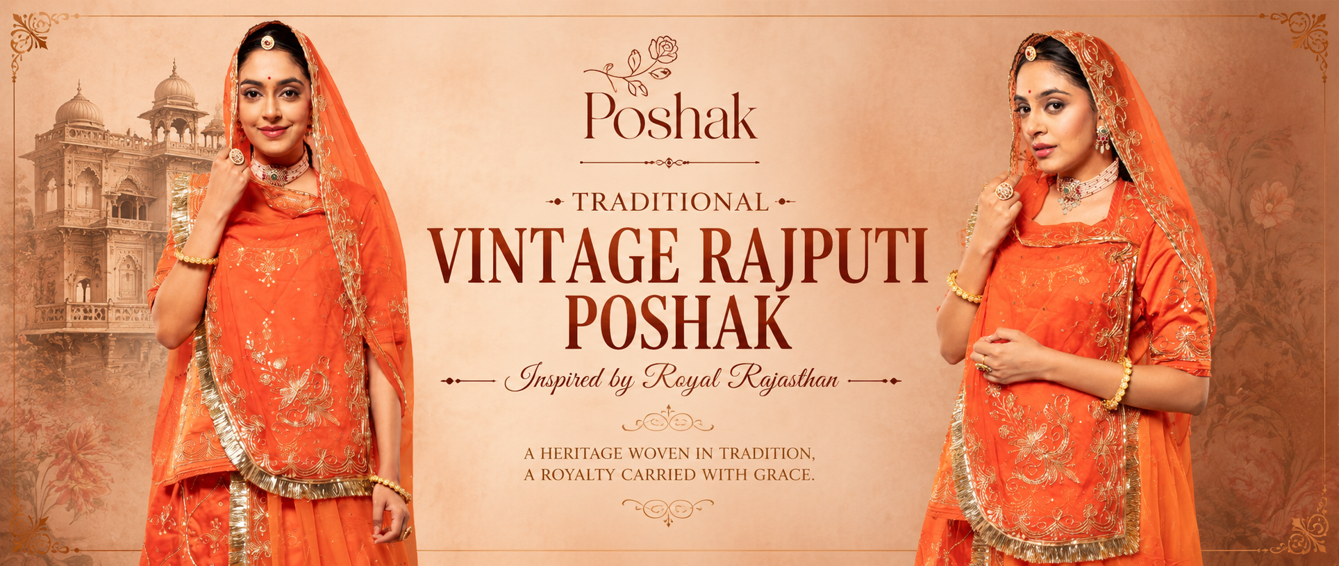 Traditional Vintage Rajputi Poshak Inspired by Royal Rajasthan