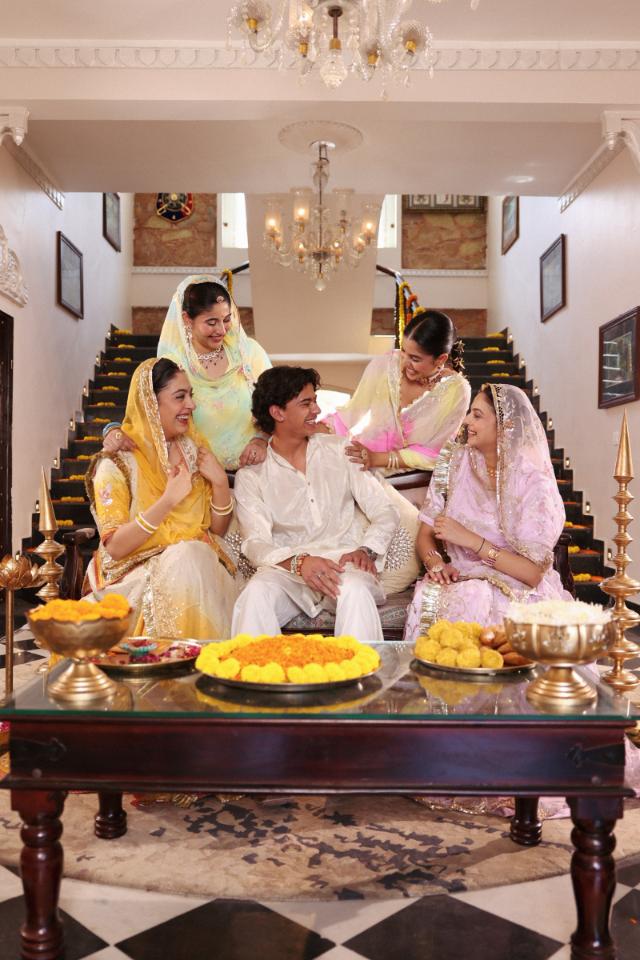 Yellow White Ombre Tissue Zardozi  Handwork   Poshak (Unstitched)