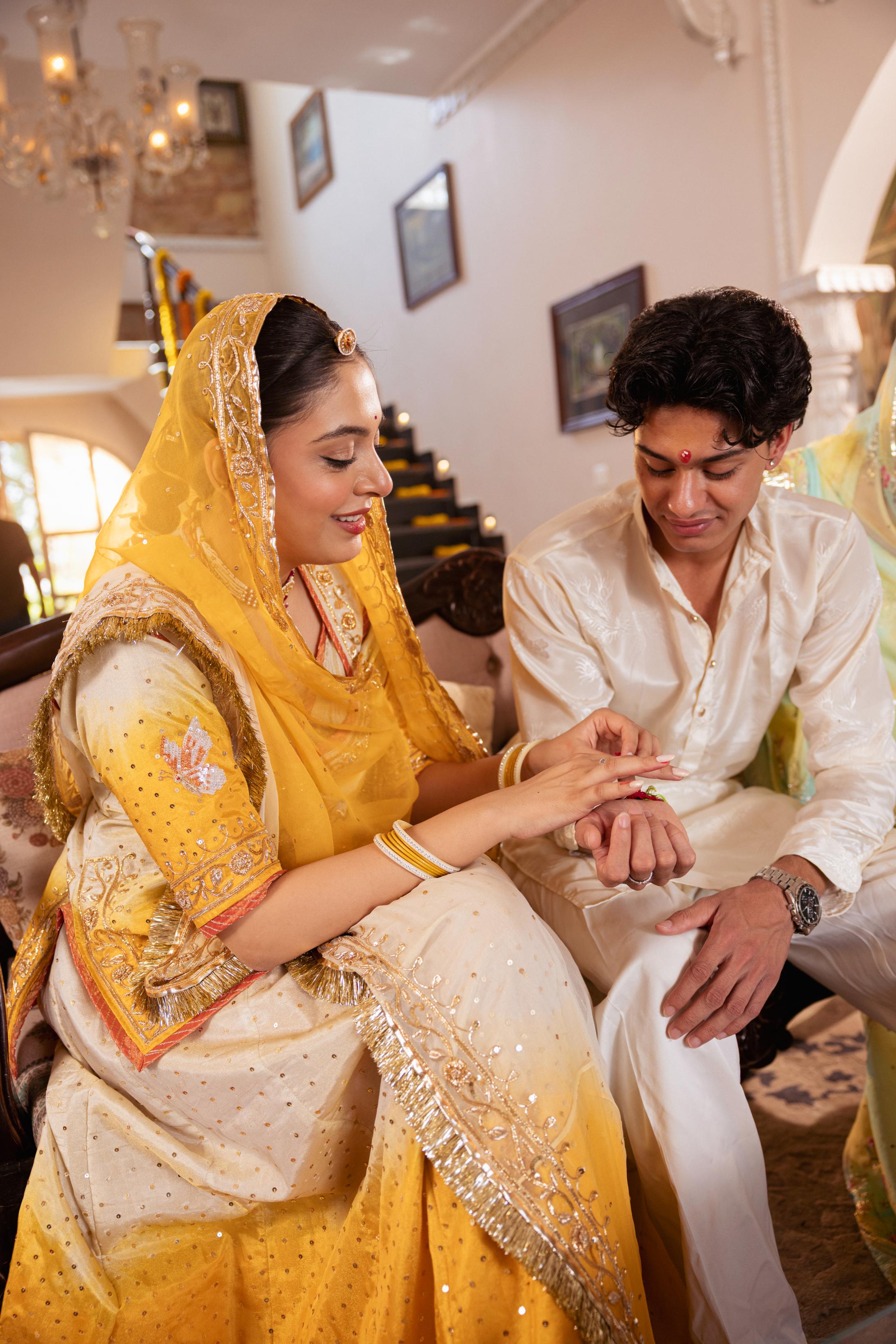 Yellow White Ombre Tissue Zardozi  Handwork   Poshak (Unstitched)