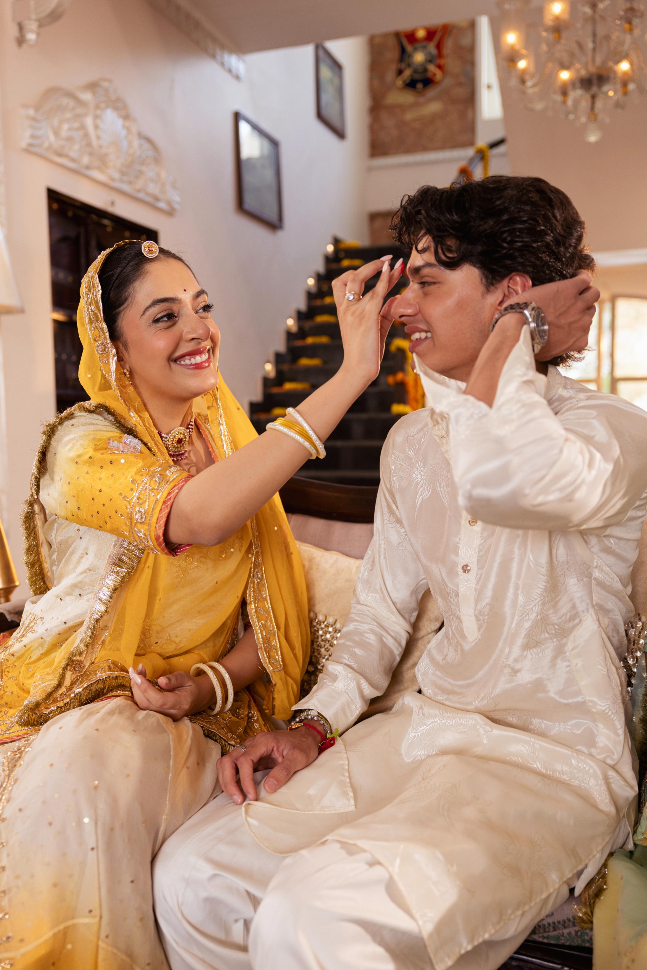 Yellow White Ombre Tissue Zardozi  Handwork   Poshak (Unstitched)