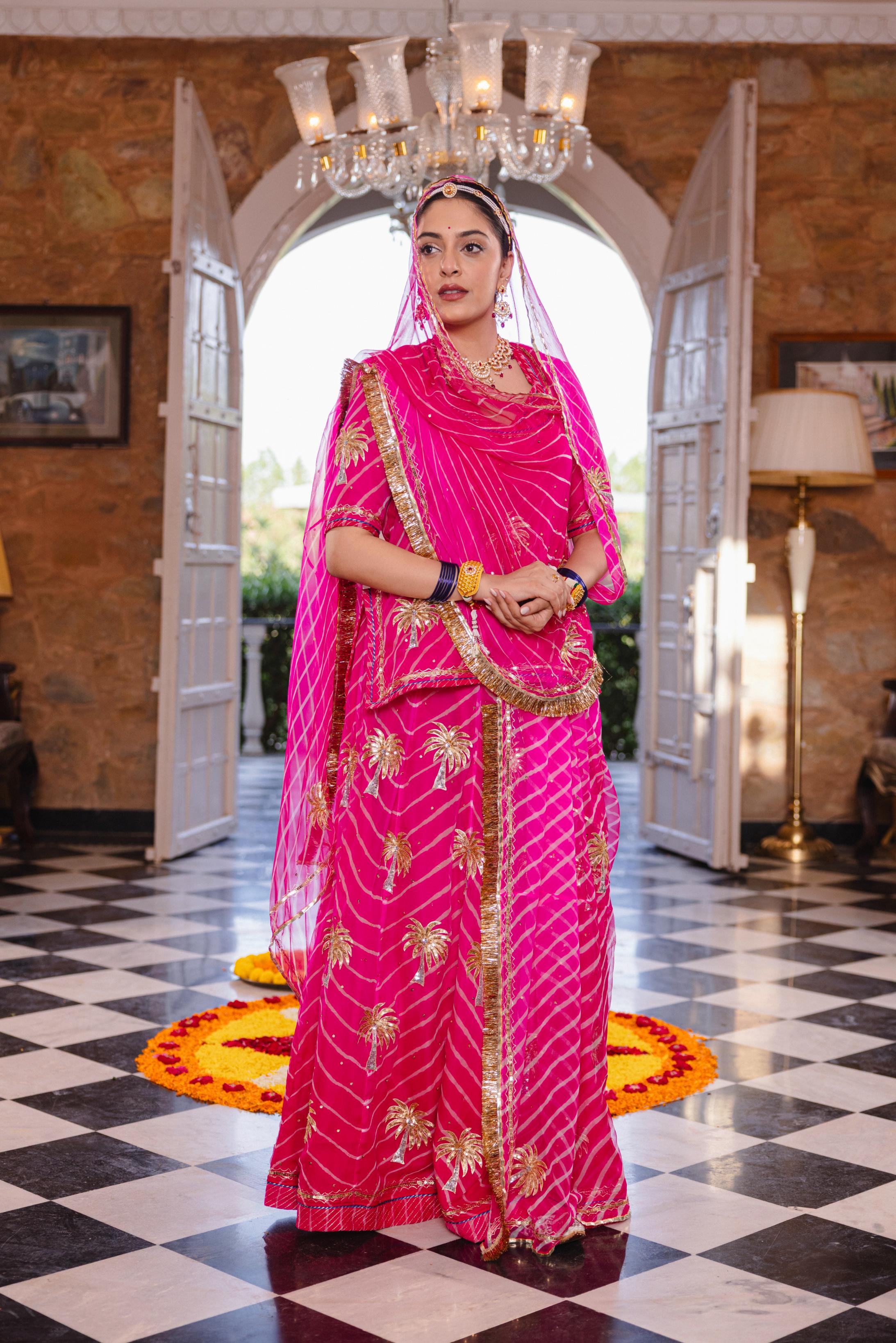 Rani  20 grms Pure Georgette Aari Tari  Handwork   Poshak (Unstitched)