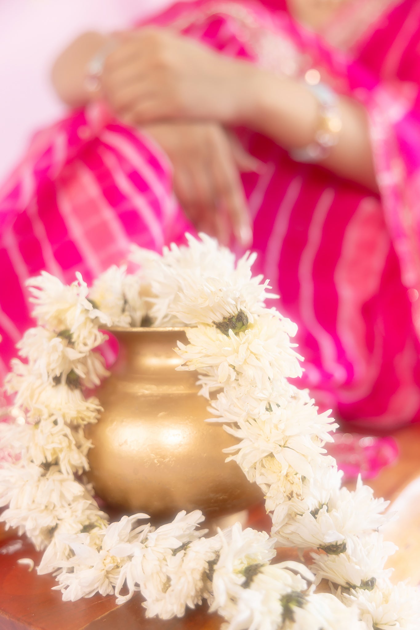 Pure Georgette 20 Gsm Rani Peach Leheriya Aari Sequins Border Butti Saree