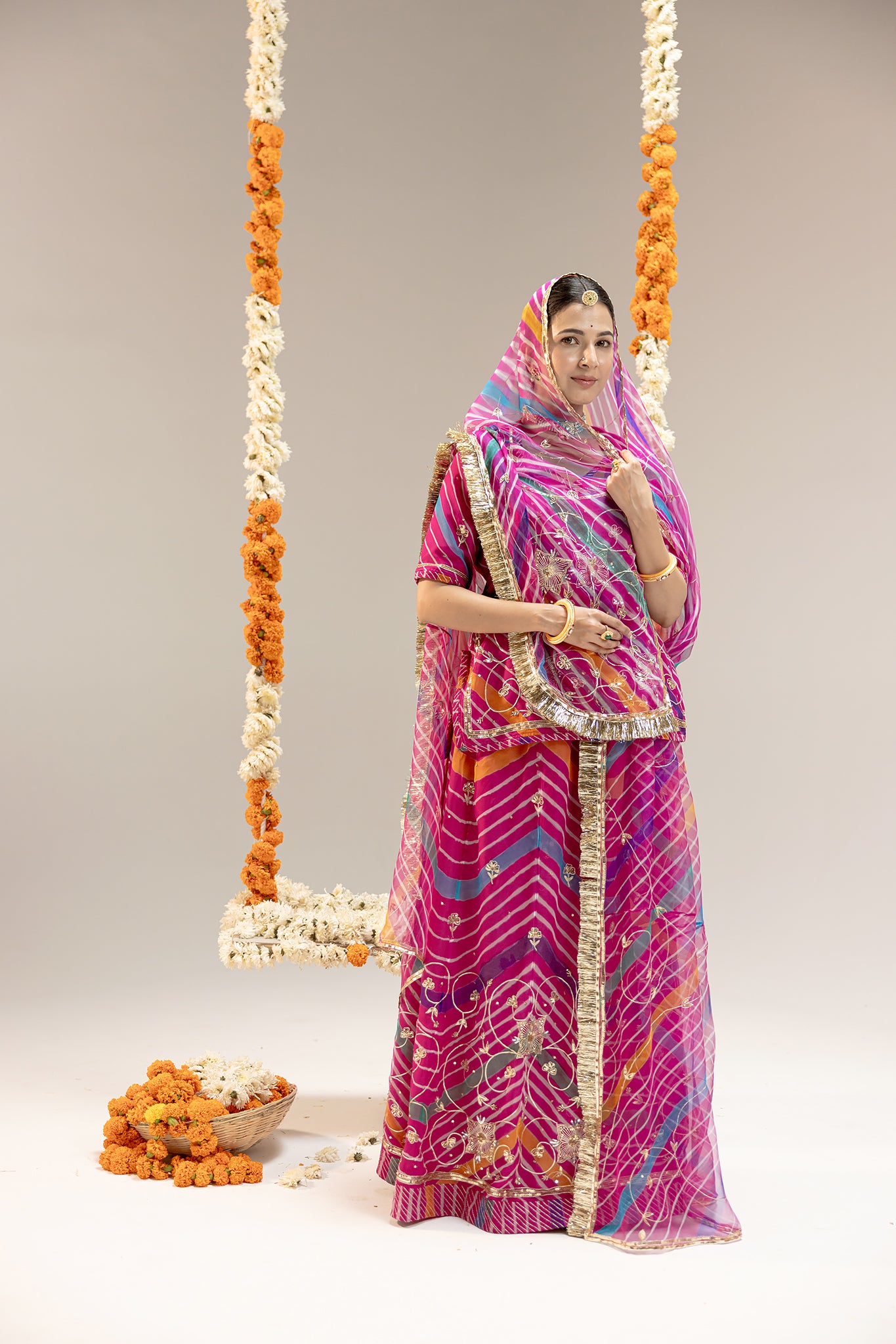 Pure Georgette 20 Gsm Wine Leheriya Aari Sequins Jaal Work Poshak