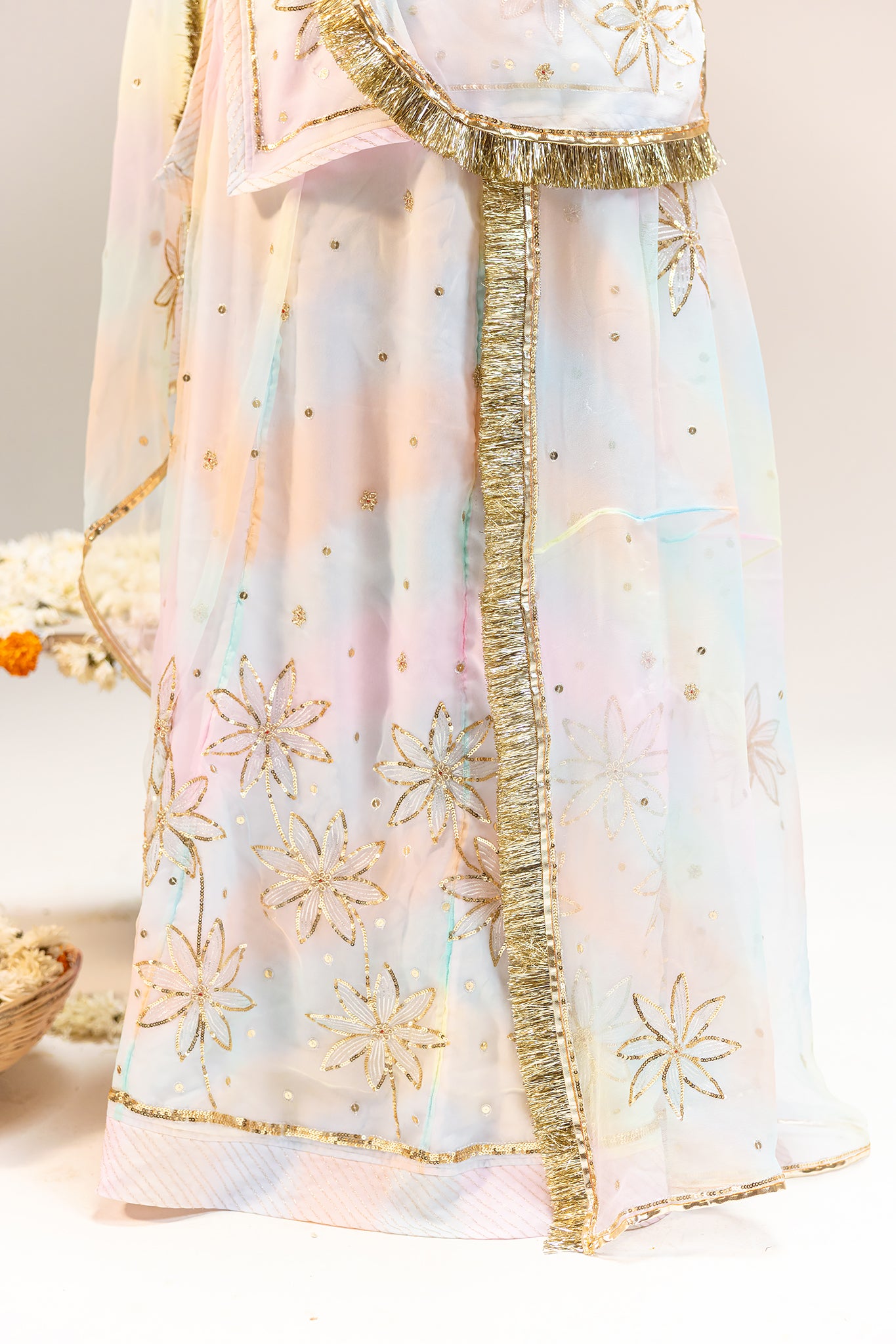 Pure Georgette 20 Gsm Samundar Leheriya Aari Sequins Motifs Work Poshak