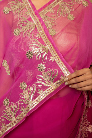 Gotapatti work Chiffon Saree