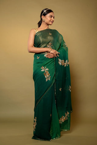 Garden Green Chiffon Saree