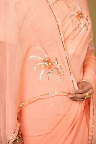 Yati  Pink Chiffon Saree