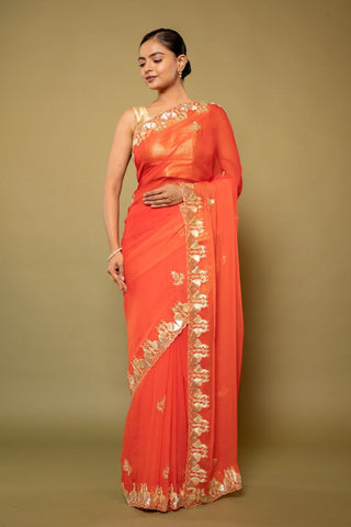 Orange Chiffon Saree