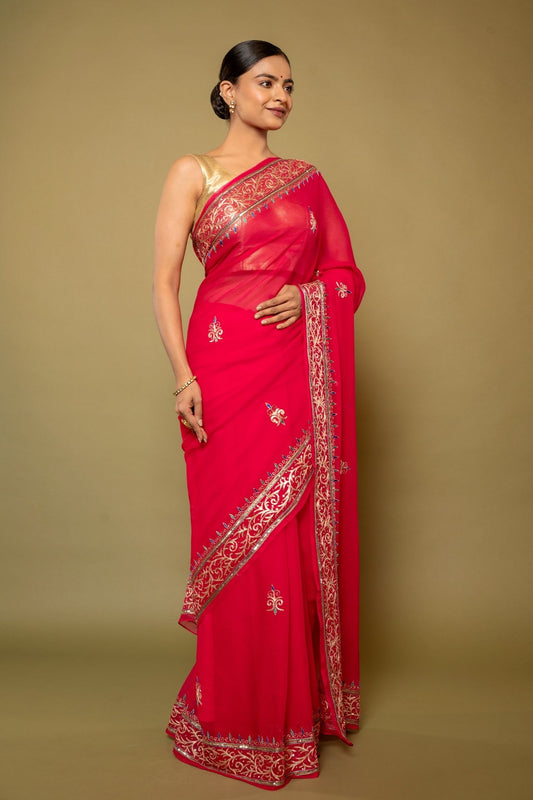 Fuschia Chiffon Saree