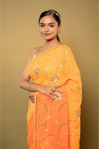 Yellow Shaded Chiffon Saree