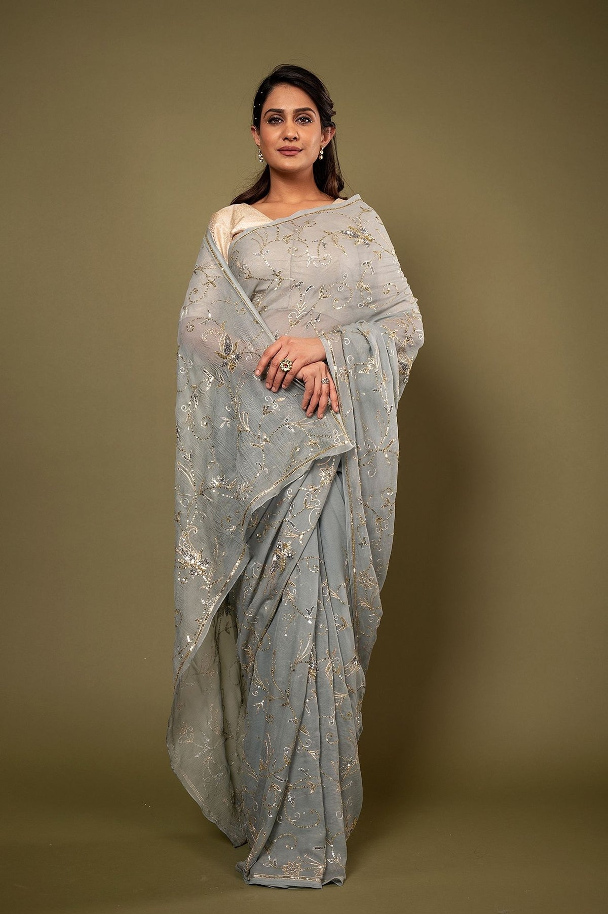 Pure Chiffon Siquin Work Saree