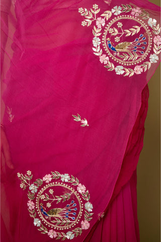 Wine Chiffon Saree