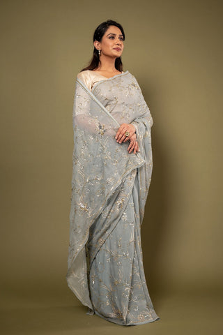 Pure Chiffon Siquin Work Saree