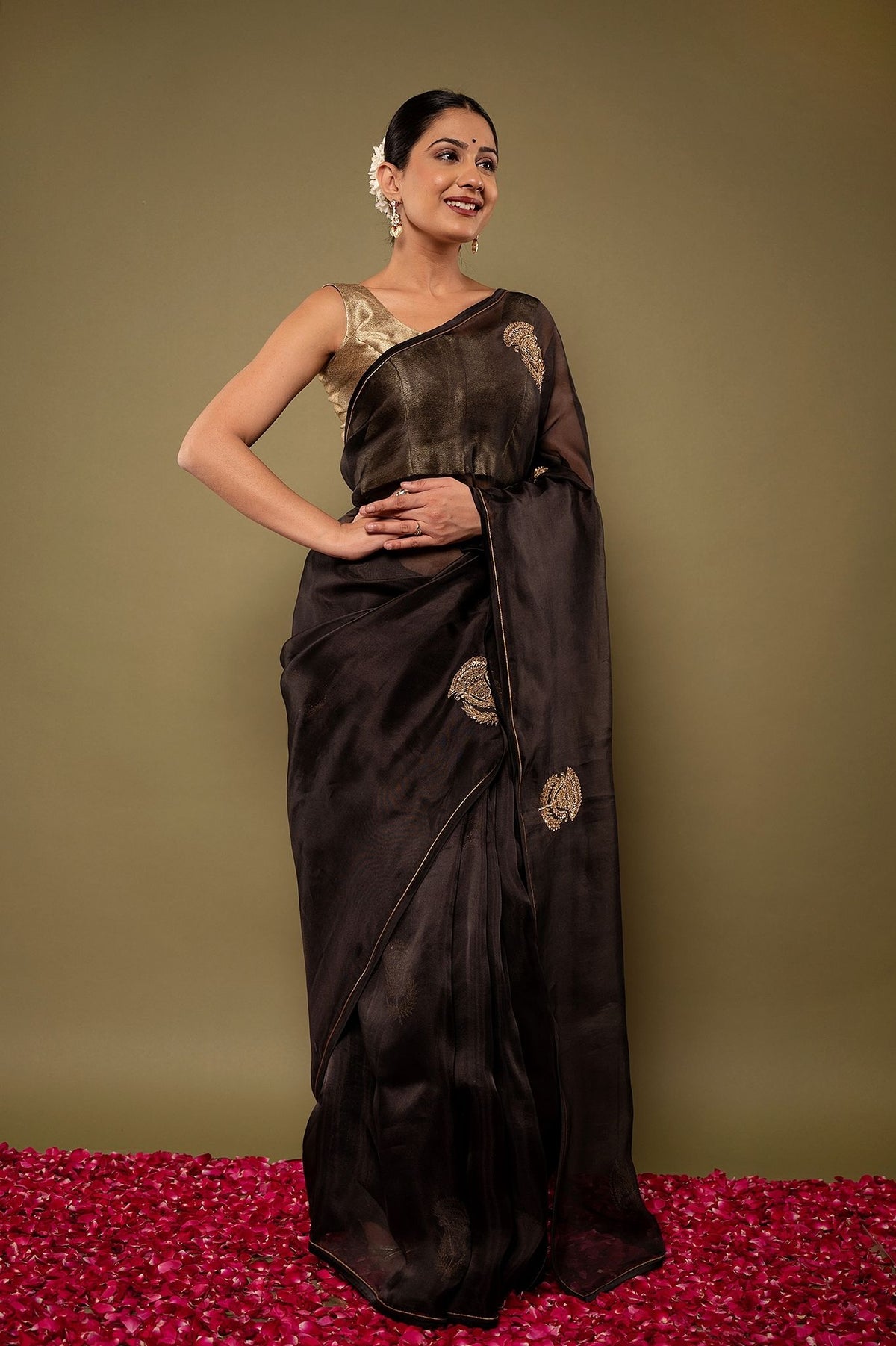 Pure Organza Antique Butta Work Saree