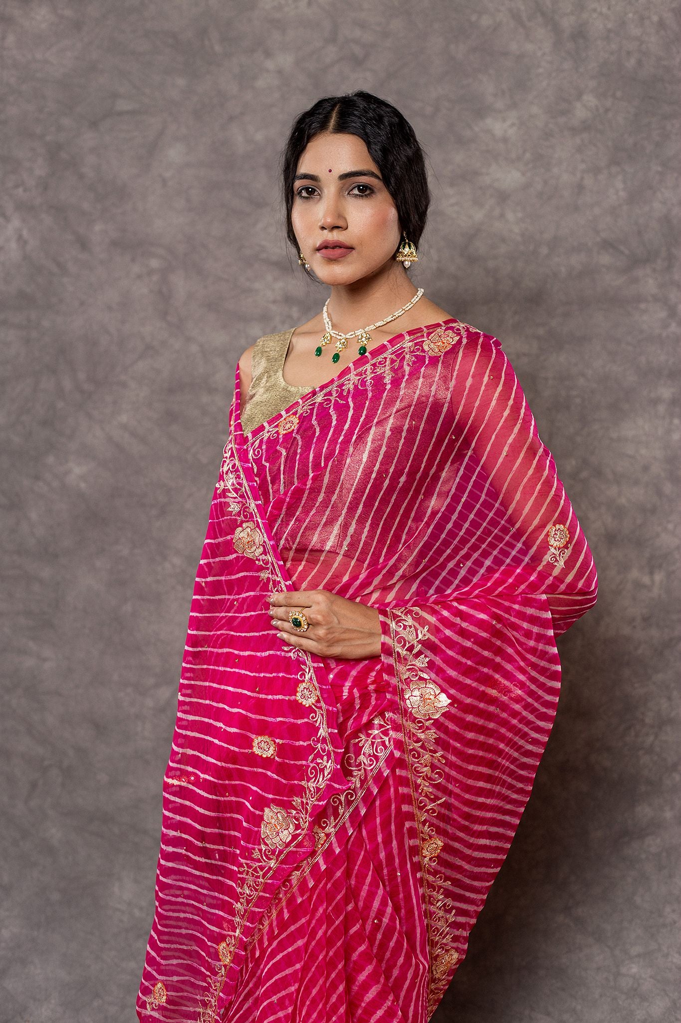 rani Lehariya  Pure Georgette 20 Gsm aari sequins  border butti handwork Traditional Wear saree