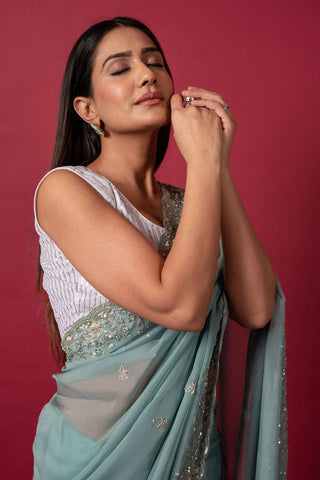 Cocktail Mint Saree