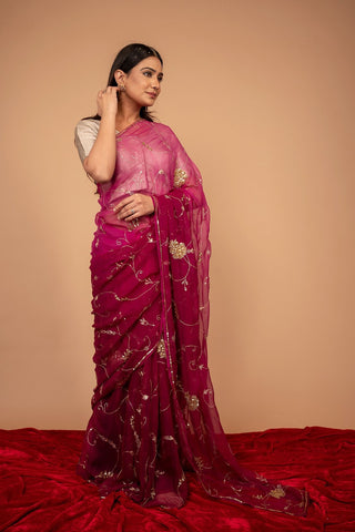 Viscose Chiffon Aari Siquin Work Saree