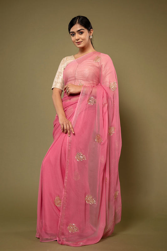 Viscose Chiffon Butta Work Saree