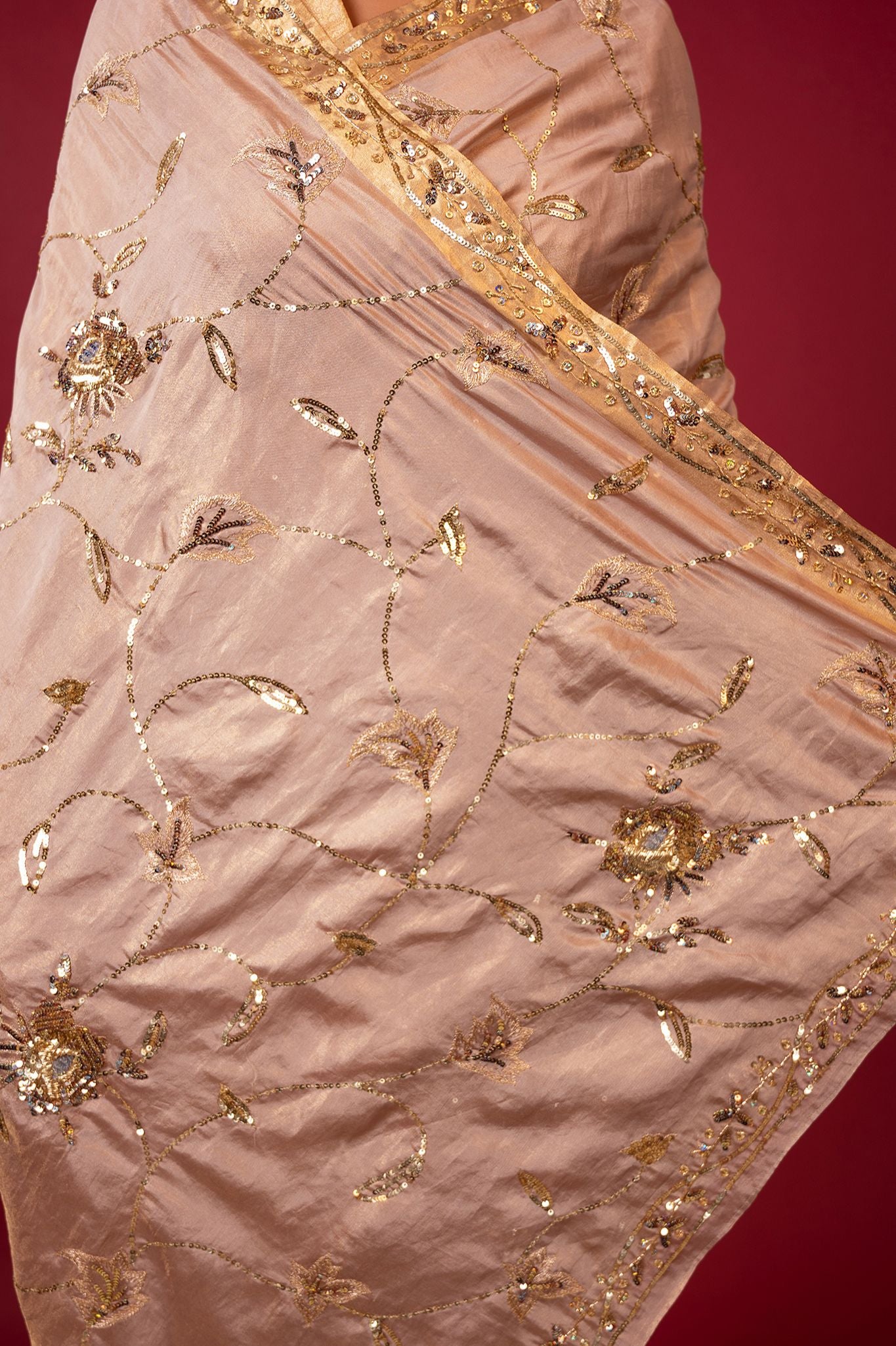 sand pure tissue Aari Zardosi Handwork Saree