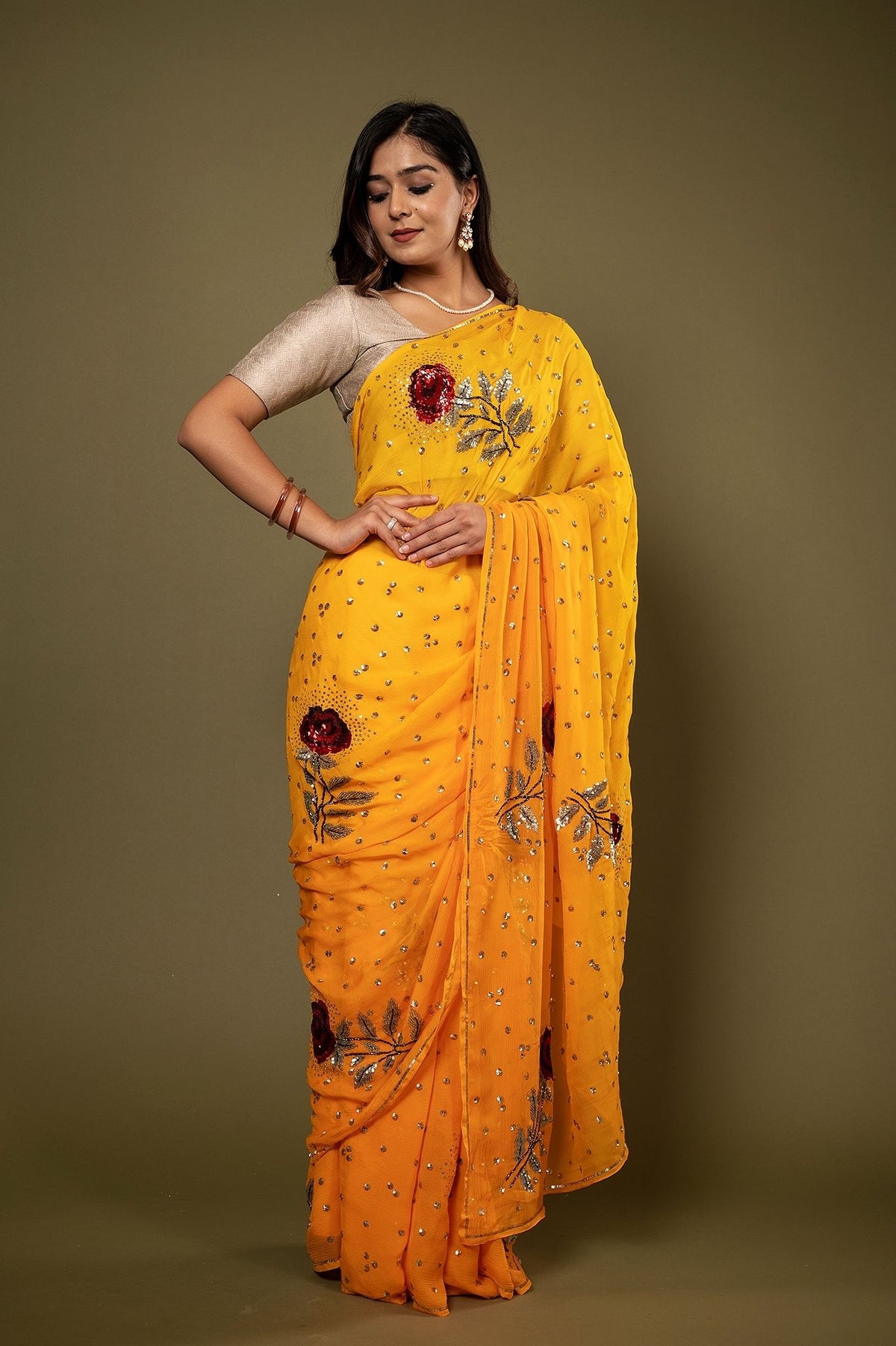 Pure Chiffon Sitara gulab Saree