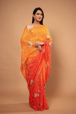 Pure Chiffon Narangi Saree