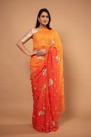 Pure Chiffon Narangi Saree