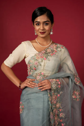 Cocktail Grey Saree