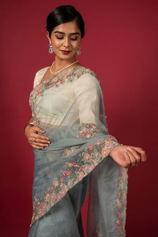 Cocktail Grey Saree