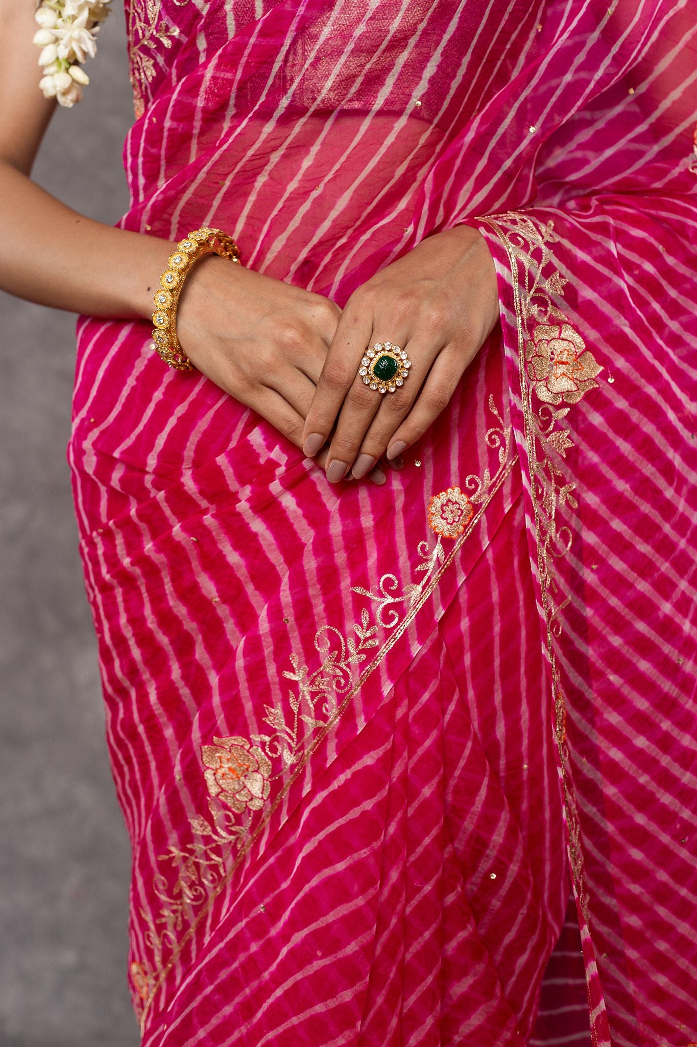 rani Lehariya  Pure Georgette 20 Gsm aari sequins  border butti handwork Traditional Wear saree