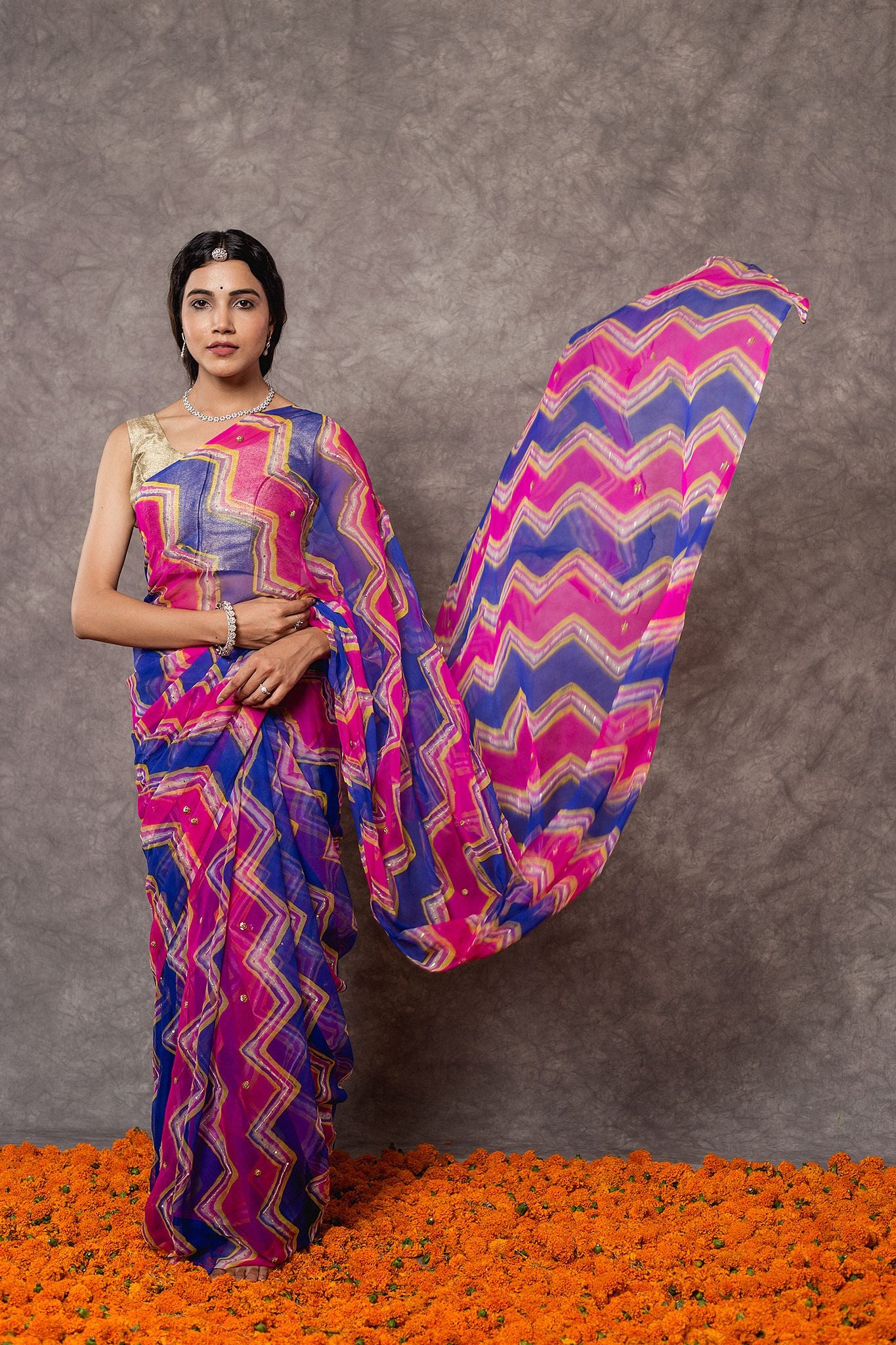 Bhopal shahi Lehariya Pure Georgette 20 Gsm aari sequins   handwork traditional wear saree