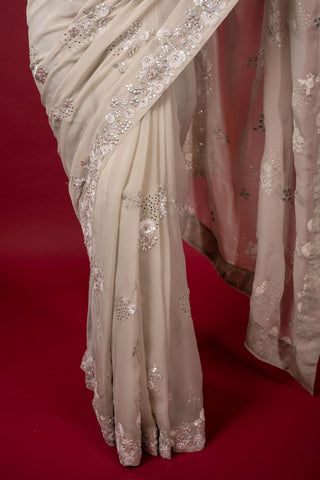 Cocktail White Saree