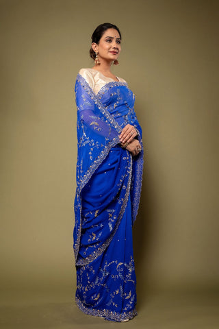 Viscose Chiffon Aari Work Saree