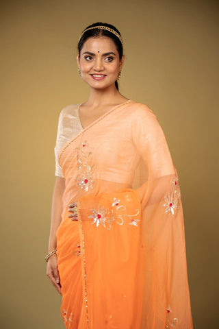 Peach Chiffon Saree