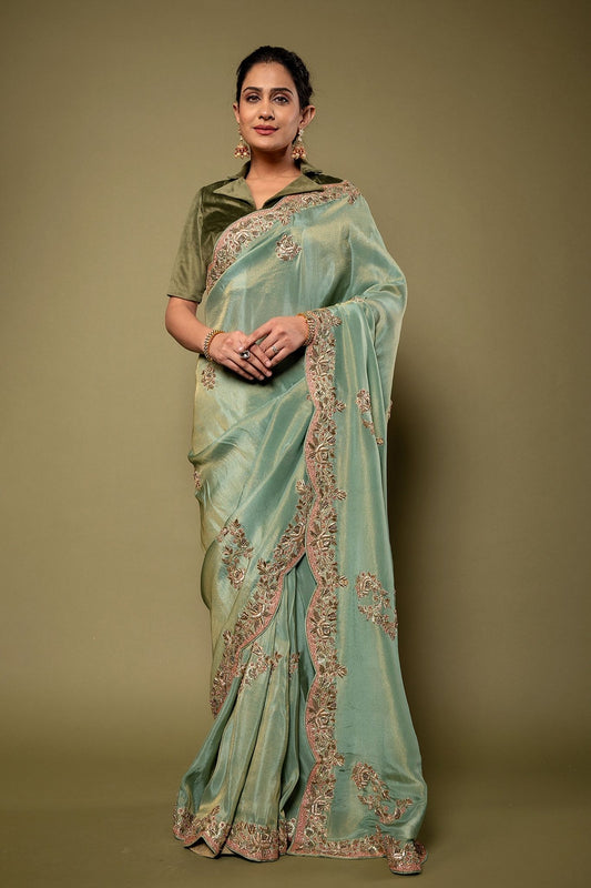 Tissue Siquin Resham Kardhana Work Saree