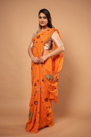 Pure Chiffon Siquin Work Saree