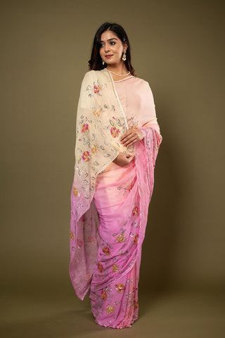 Pure Chiffon Multi Siquin Work Saree