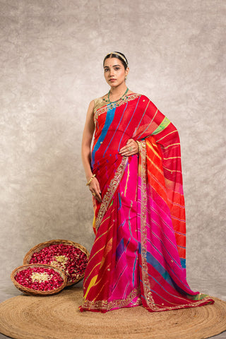 Gulkand Lehariya Saree