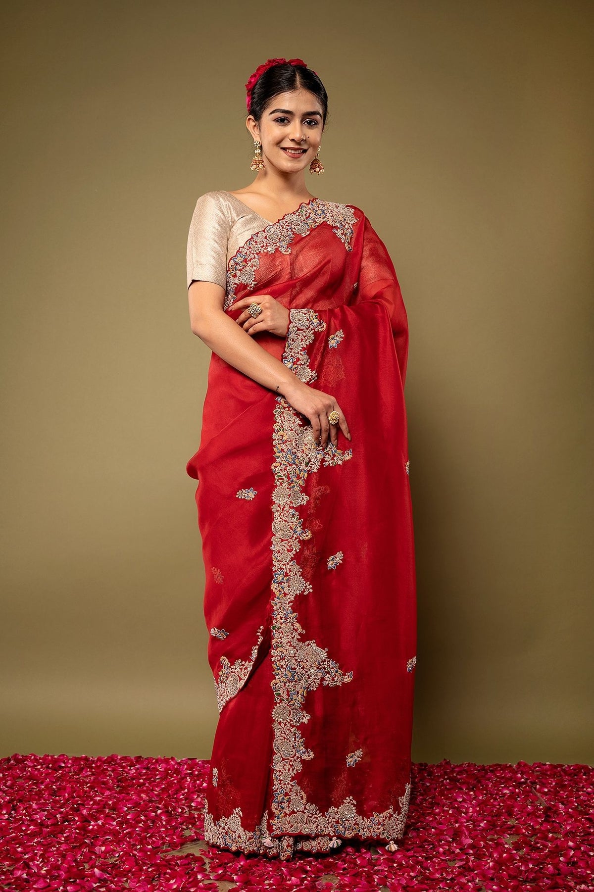 Pure Organza Resham Work Saree