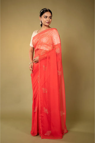 Kardhana Work Chiffon Saree